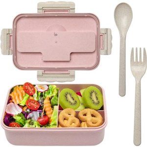 3 Compartment Bento Box Lunch Box Leakproof Container with Utensil Set